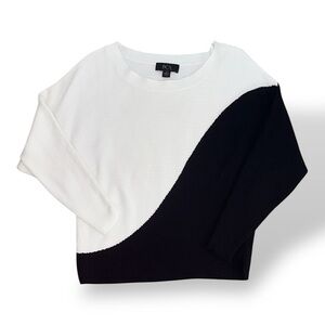 Black & White Wave Colorblock Dolman Sweater